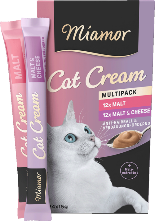 Miamor Cat Snack (Cream) Vorteilspack: 
Malt-Cream + Malt-Cream Käse 24x15g