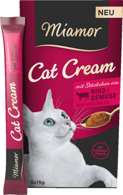 Cat Snack (Cream) - Rind + Gemüse-Cream - Schachtel - 5x15g