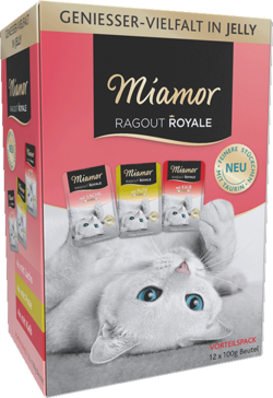 Ragout Royale in Jelly - Multibox Adult 2 
(mit Pute / Lachs / Kalb in Jelly) - Frischebeutel Multibox - 12x100g