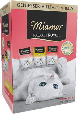 Miamor Ragout Royale in Jelly Multibox Adult 2 
(mit Pute / Lachs / Kalb in Jelly) 12x100g