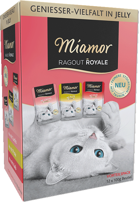 Miamor Ragout Royale in Jelly Multibox Adult 2 
(mit Pute / Lachs / Kalb in Jelly) 12x100g